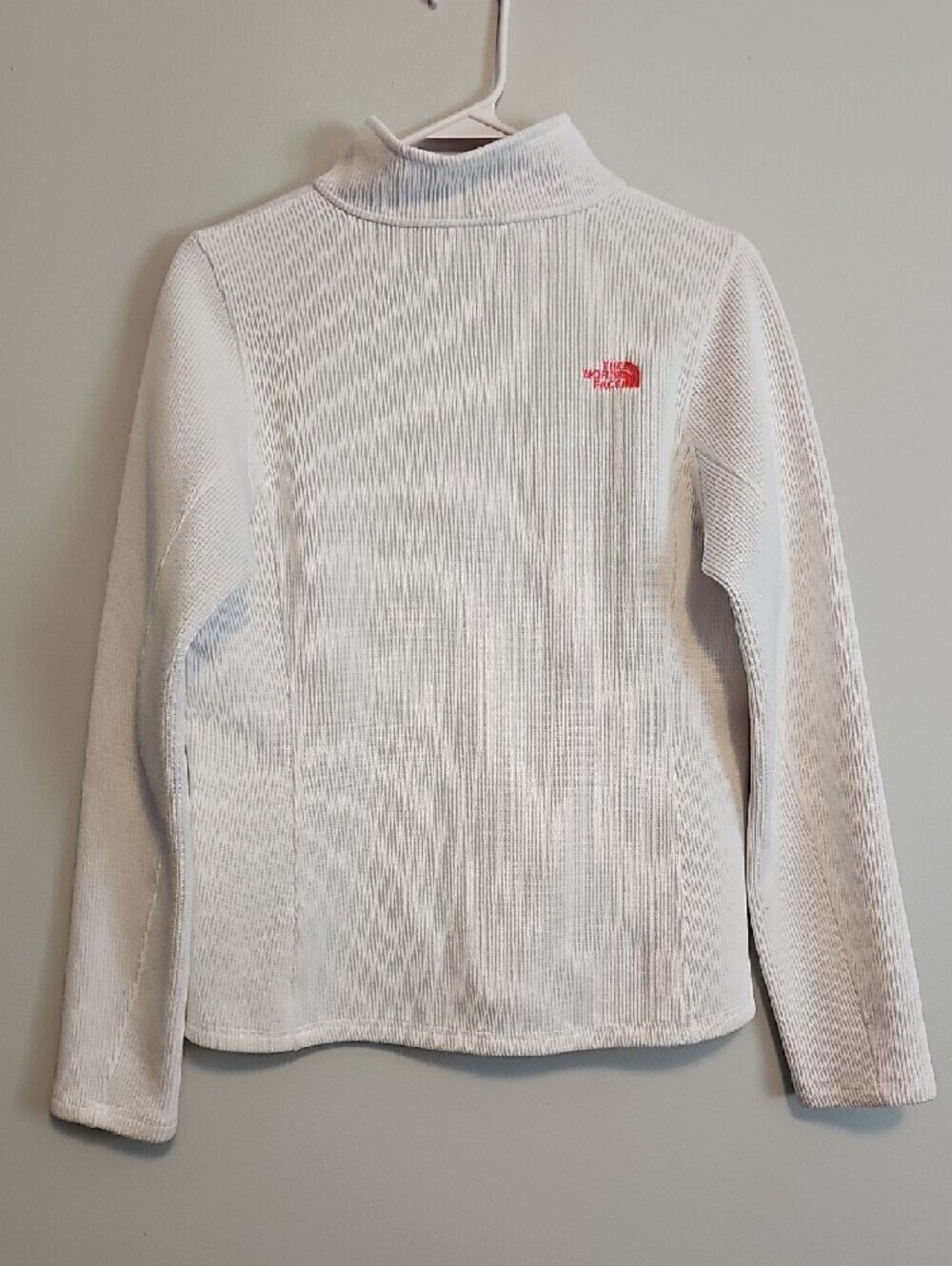 The North Face Krestwood White Sweater Knit W/ Fleece InteriorJacket Pink Trim - Picture 5 of 7